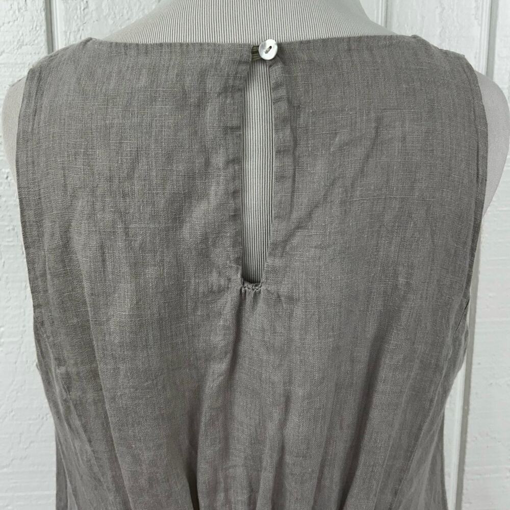 Piazza Del Tempio Linen Dress Taupe Sleeveless Lagenlook Raw Hem Italy M - Picture 6 of 6
